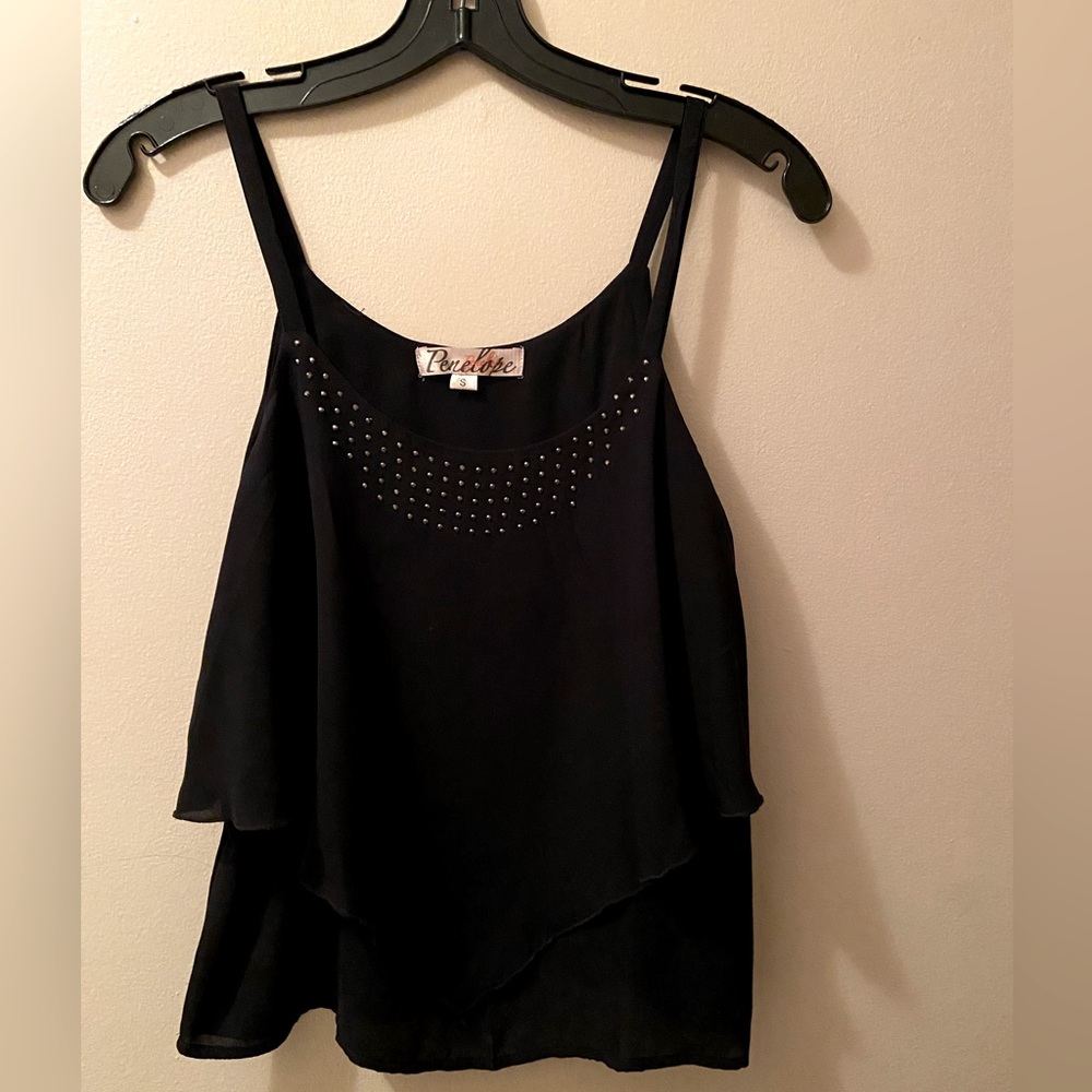 Black sleeveless blouse, Penelope brand, size S